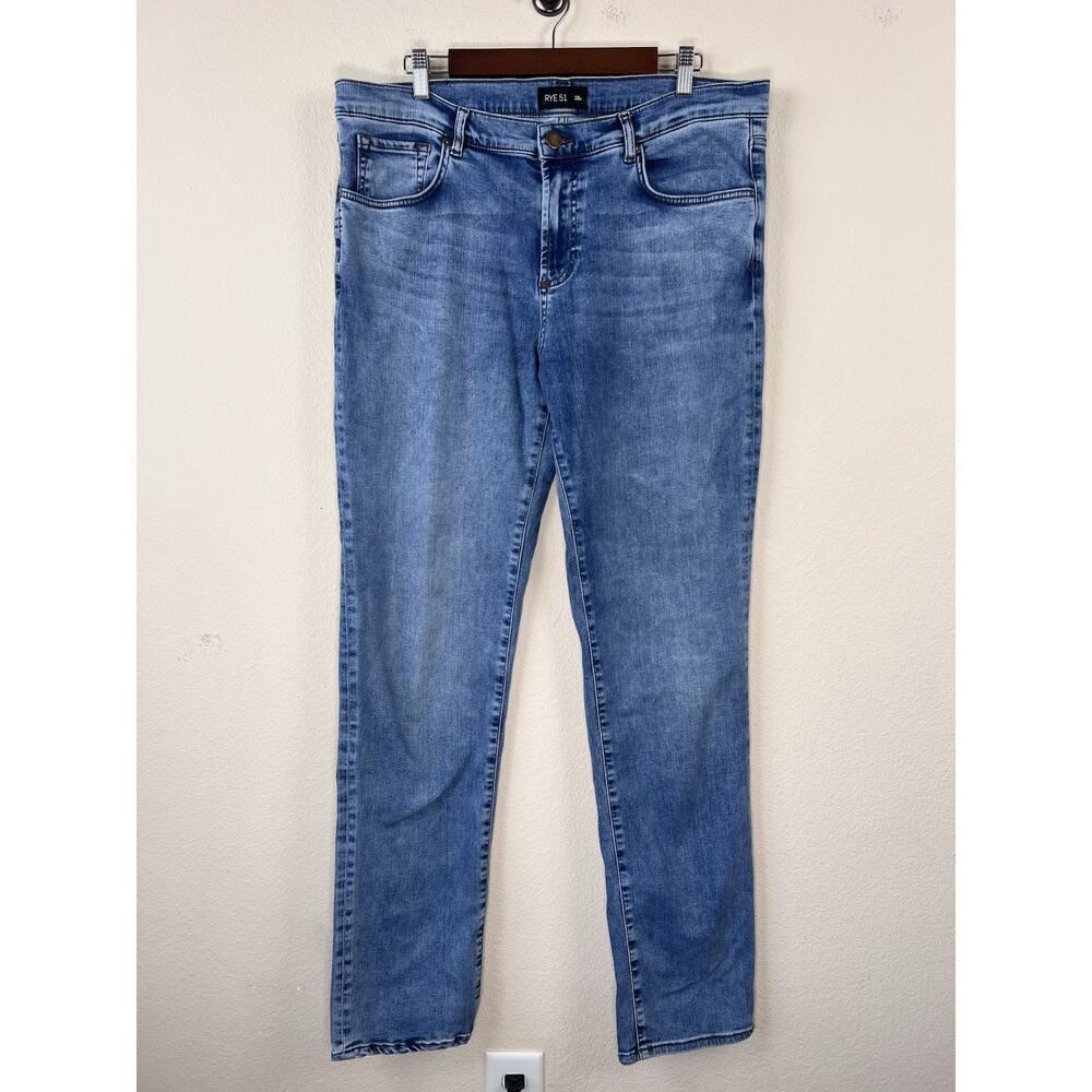 RYE 51 Men’s Blue Stretch Denim Jeans 38W Slim Straight Modern Casual Denim